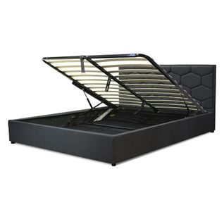 Lit Coffre Clémentine Deluxe : Tissu Et Sommier à Lattes - 90x190 Cm