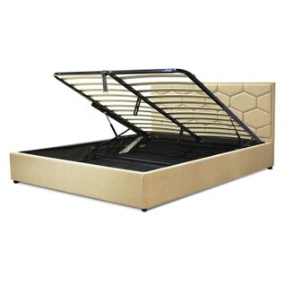 Lit Coffre Clémentine Deluxe : Tissu Et Sommier à Lattes - 90x190 Cm