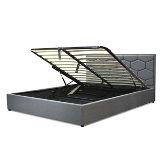 Lit Coffre Clémentine Deluxe : Tissu Et Sommier à Lattes - 90x190 Cm