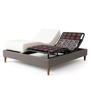 Pack Lit Électrique Matelas 140x190 - Gris - Sommier Relaxation+contour Lit Simili Cuir+matelas