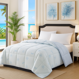 Couette Spéciale Été 220 X 240 Cm - 300 G/m² - Anti-transpiration - Fibres Ice Cool Rafraîchissantes