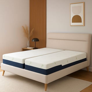 Matelas  2x100x200 Cm Mémoire De Forme Et Housse Bambou - Matelas Original Déhoussable