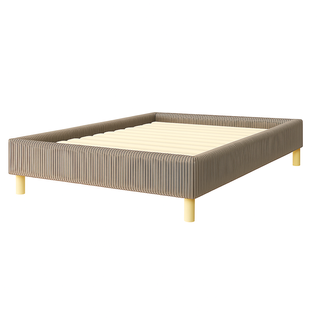 Lit Traditionnel 180x200 Cm Velours Cotelé Gris - Montage Rapide - Sommier Inclus