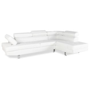 Canapé D'angle Droit Avec Têtières Relevables Charly Blanc