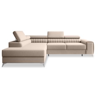 Canapé D'angle Gauche Convertible Isaac Velours Beige