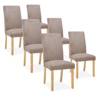 Lot de 6 chaises Rosie velours côtelé Taupe