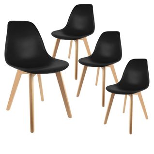 Lot De 4 Chaises Scandinaves Noires - Melya