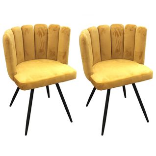 Lot De 2 Chaises Velours Jaune - Charlotte