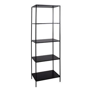 Etagère 5 Plateaux Acier Noir Et Aspect Bois Noir - Harald