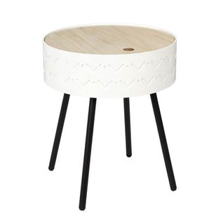 Table Coffre Blanche Plateau Aspect Bois - Lily