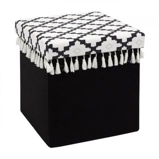 Pouf-coffre Pliable Noir Motif Géométrique - Minecraft