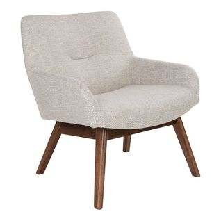 Fauteuil Noyer Massif Naturel Et Tissu Sable - Harrow