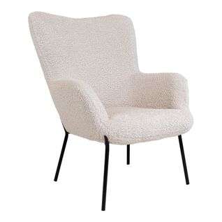 Fauteuil Imitation Laine Blanche Et Piétement Acier Noir - Fintry