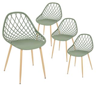 Lot De 4 Chaises Vertes Coque Arrondie - Tressie