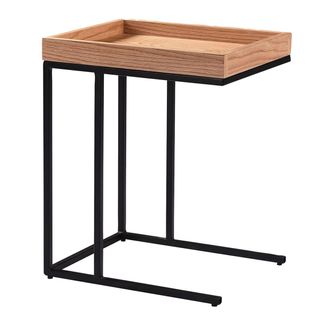 Table D'appoint Effet Chêne Et Métal Noir - Reno