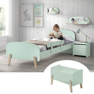 Lit 90x200cm Avec Barrière + Chevet + Coffre + Etagères - Bodhi Mint