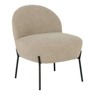 Fauteuil Imitation Laine Beige Piétement Acier Noir - Spline