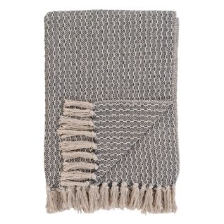 Plaid 160x130cm Gris Et Beige à Motifs Géométriques - Kaylie