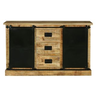 Buffet 2 Portes 3 Tiroirs Manguier Et Métal Noir - Sumatra