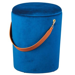 Pouf Avec Coffre Et Lanière Bleu Nuit - Priya