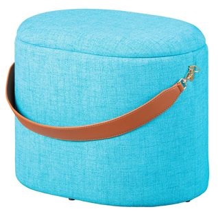 Pouf Avec Coffre Et Lanière Bleu Océan - Deena