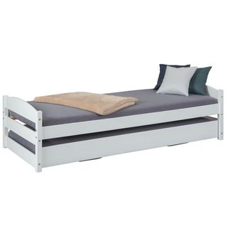 Lit  90x200 Cm Gigogne Vernis Blanc - Brodi