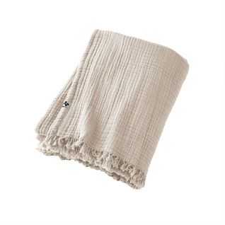 Plaid à Franges 130x160cm 4 Epaisseurs Gaze De Coton Pampa - Ourea