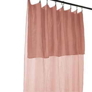 Rideau Ajustable 140x300 Cm Gaze De Coton Rose Pêche + 8 Anneaux Pince - Ourea