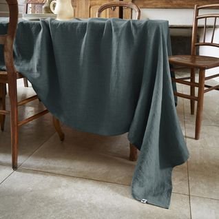 Nappe Rectangulaire 170x350cm Lin Lavé Coloris Ardoise - Margaux