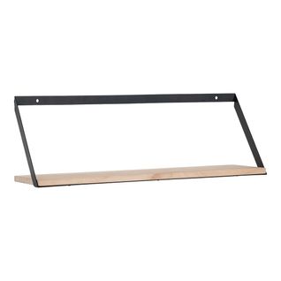Etagère Murale Simple En Bois Et Métal Noir - Basik