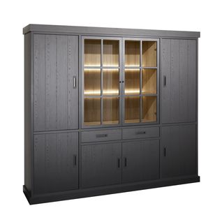 Bibliothèque 8 Portes Aspect Bois Noir Avec LEDs - Alpha