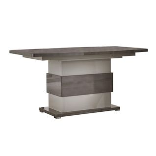 Table Allongeable 160-200cm Gris Metallisé Et Gris Mat Pied Central - Auxane