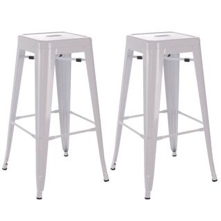 Lot De 2 Tabourets Hauts Métalliques Blancs H76.5cm - Bobby