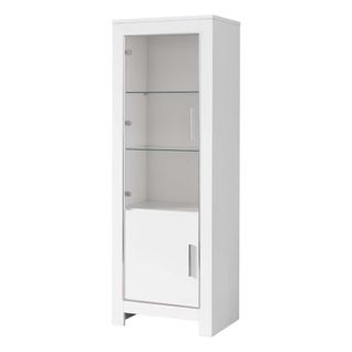 Vitrine Gauche Laquée Blanc Brillant Avec Eclairage LED - Denae