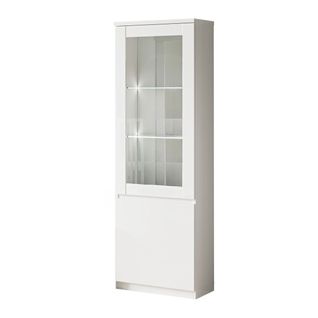 Vitrine Gauche Laquée Blanc Brillant Avec LEDs - Deyton