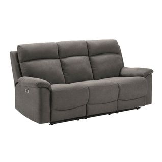 Canapé 3 Places Relax Electrique Tissu Gris - Huesca