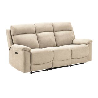 Canapé 3 Places Relax Manuel Tissu Ivoire - Huesca