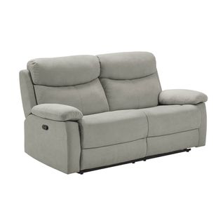 Canapé 3 Places Relax Manuel Gris Clair Tissu Waterproof - Tarifa