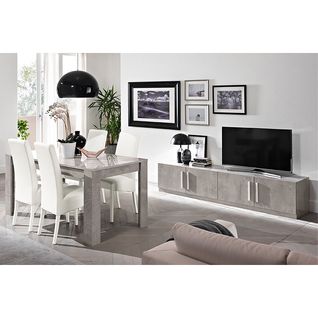 Ensemble Salon Séjour Effet Marbre Meuble TV + Table 160cm - Clark
