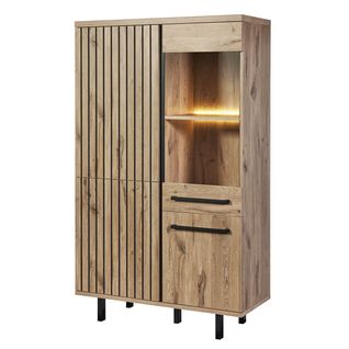 Argentier 4 Portes 1 Tiroir Aspect Bois Finition Canyon Oak Effet Tasseaux - Romy