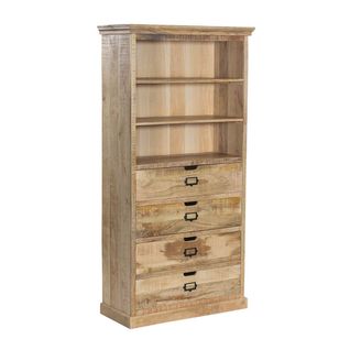 Bibliothèque En Manguier 4 Tiroirs Et 2 Etagères - Valmon