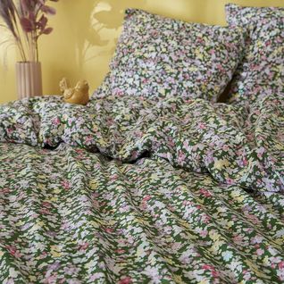 Parure De Lit Imprimé Floral Housse De Couette 260x240cm + 2 Taies D'oreiller - Isia