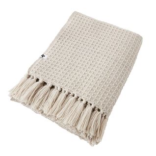 Couvre-lit à Franges 100% Recyclé Tissage Nid D'abeilles 240x260cm Pampa - Karl