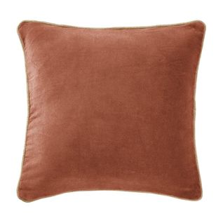 Coussin Déhoussable 45x45cm Velours De Coton Coloris Terracotta - Harris