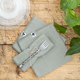 Lot De 3 Serviettes 40x40cm Gaze De Coton Eucalyptus - Ourea