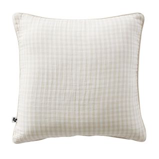 Coussin Déhoussable 45x45cm Gaze De Coton Vichy Coloris Pampa - Joel