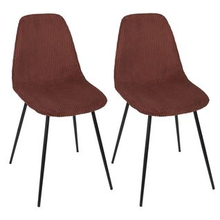 Lot De 2 Chaises En Velours Côtelé Coloris Terracotta - Amory
