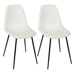 Lot De 2 Chaises En Velours Côtelé Coloris Crème - Amory