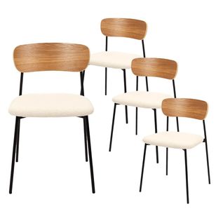 Lot De 4 Chaises Bois Et Métal Assise En Tissu Bouclettes - Kilpa