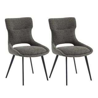 Lot De 2 Chaises Tissu Coloris Gris Anthracite - Amanda